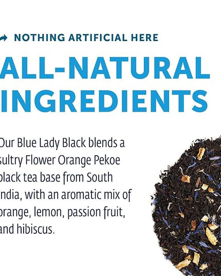 Zest Energy Tea Bags – Blue Lady Passion Fruit Black Tea – High Caffeine Tea for Morning Energy, Focus & Clarity – Natural Caffeinated Tea with 150mg Caffeine – 15Ct Box – Non-GMO & Keto Friendly