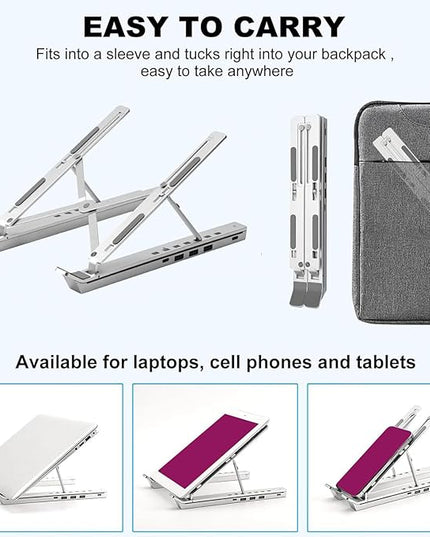 Laptop Docking Stand USB – Ergonomic Foldable Cooling Tablet Support, RGB Station Desk Computer, Monitor Display Office Home Work | Desk Computer Monitor Display Office Home Work Charging