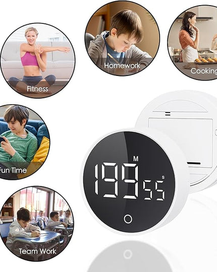 Digital Kitchen Timers, Visual timers Magnetic Countdown Countup Timer Large LED 200 Minutes Display Volume Adjustable for Cooking Fitness Studying, Easy for Kids and Seniors