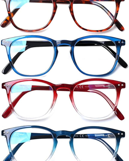 Henotin 6-Pack Blue Light Blocking Reading Glasses,Spring Hinge Computer Readers for Men Women,Anti UV Ray Filter Eyeglasses(reading glasses for women, 2.00)