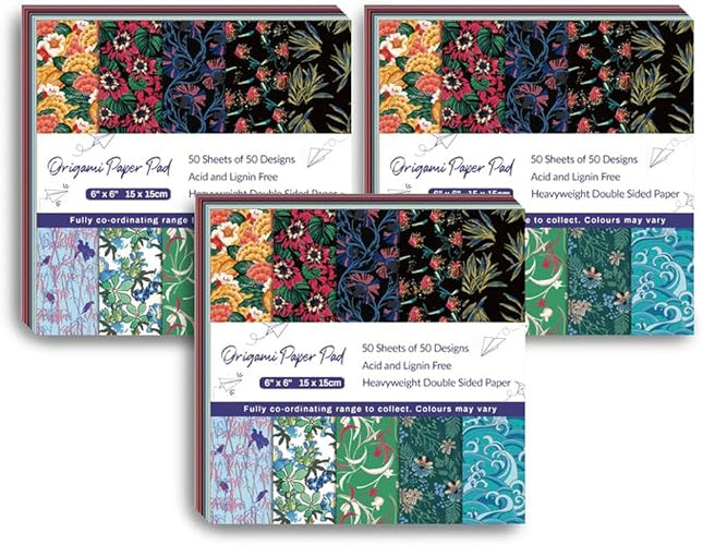 Origami 6x6 Paper Kit 150 Sheets 50 Vivid Colors Double Sided Same Printed Traditional Patterns Square for Arts Crafts Projects Japan traditional Chiyo Japanese Chiyogami