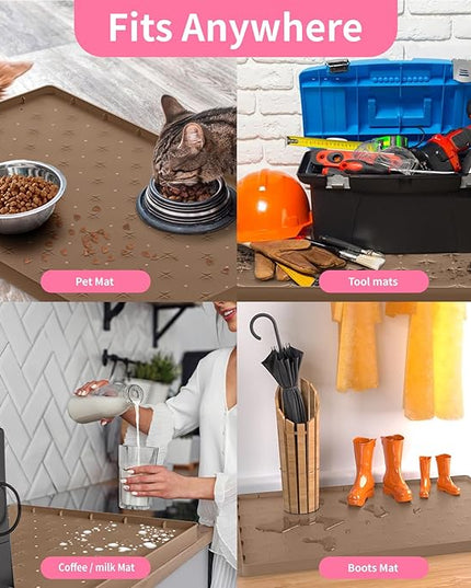 Sdpeia Under Sink Mat 22"×22" Waterproof Silicone Cabinet Liner & Sink Protector for Kitchen & Bathroom, Multi-Purpose Organizers Tray for Pets, Laundry, Cat Litter Mat