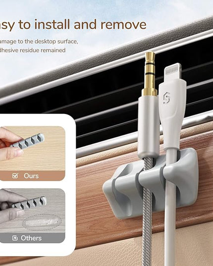 Syncwire Cable Clips, 5 Pack Gray Cord Organizer Cable Management Self Adhesive Cable Holder for Organizing Cable Cords, Ideal for Home, Office, Cubicle, Car, Nightstand, Desk Accessories