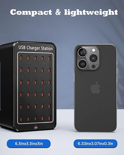 USB C Charger Station 150W, 30 Port USB Charger Block USB Charging Hub, Multiport USB C Charger Desktop Charger Compatible with iPhone 16/15/14/13/12/11, iPad, Tablets, Samsung GalaxyS23 S22,Phone