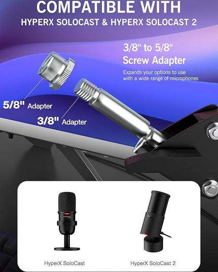 SoloCast Boom Arm Mic Stand, Adjustable Suspension Boom Scissor Arm Stand Compatible with HyperX SoloCast 2 & 1 Gaming Microphone by SUNMON