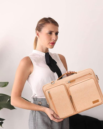 MOSISO 360 Protective Laptop Shoulder Bag,13-13.3 inch Computer Bag Compatible with MacBook, HP, Dell, Lenovo, Asus Notebook,Side Open Messenger Bag with 4 Zipper Pockets&Handle, Pastel Orange