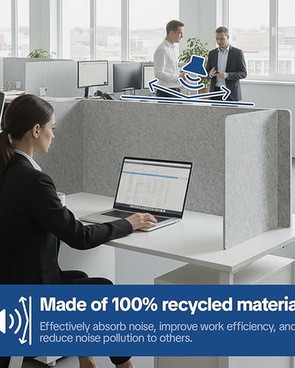Desk Divider Privacy Screen 3 Panel Sound Absorbing - 47.2”x 23.6”x 19.7” Freestanding Acoustic Partitions for Office, Noise Reducing Panels for School, Home, Library,Sliver Grey