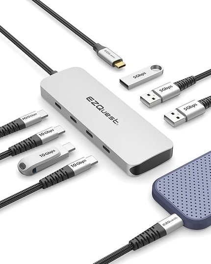 EZQuest USB C Hub Docking Station 7 in 1 with 3 Gen 2 10Gbs Ports, 3 USB A 3.0 Ports, 1 USB C Power Delivery 3.0 with 5Gbs Data, Compatible with MacBook/Dell/HP/Lenovo Laptops