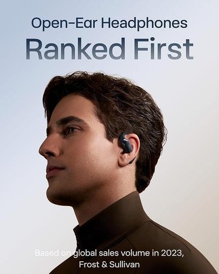 SHOKZ New OpenFit 2+ Open-Ear Headphones, Dolby Audio Enabled, Comfortable Earbuds with Soft Ear Hooks, 48H Playtime, IP55 Water-Resistant, USB-C Fast Charging, Wireless Charging, Carrying Bag, Black
