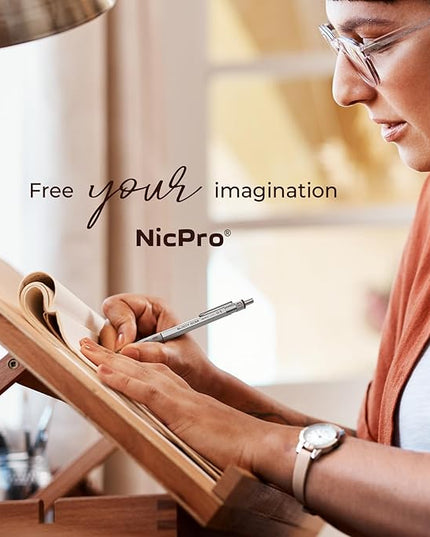 Nicpro 4 Pack Blocky Gear 0.3, 0.5, 0.7, 0.9 mm Metal Mechanical Pencils Set with Case, Lead Drafting Pencil with 8 Tube Lead Refills(HB 2B), Erasers, Eraser Refills for Art Writing Sketching Drawing