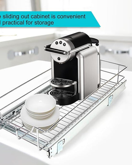 Pull Out Cabinet Organizer 17" W X 17" D, Slide Out Drawers For Kitchen Organizers and Storage, Pull Out Drawers For Cabinets Capacity Heavy Duty Caddy, Cabinet Shelves Chrome-Plated, Bathroom Pantry