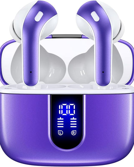 TAGRY 2 Sets X08 Forest Green and Phantom Purple Bluetooth Headphones True Wireless Earbuds 60H Playback Ear Buds with Wireless Charging Case in-Ear Earbuds with Mic