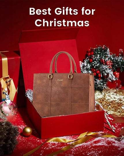 LOVEVOOK Laptop Bag for Women, 15.6 Inch Laptop Tote Bag, Vintage Leather Work Bags for Women, Waterproof Computer bag with Clutch Purse, Large Capacity Briefcase, Business Office Bag