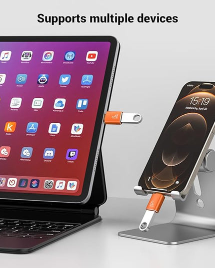 Pastall 10 Pack 10Gbps/120W USB C to USB3.1 Adapter, Orange Type C Male to USB Female Adapter for Smartphone, PC, Laptop, Tablet, Keyboard etc.