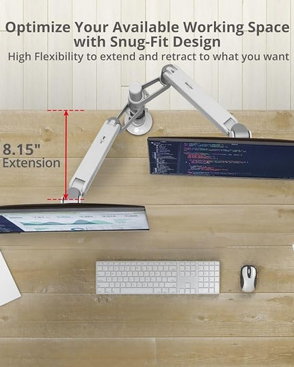 SIIG MTPRO Dual Monitor Arm Desk Mount, Fully Adjustable Mechanical Spring Design, up to 32" Display, Max 19.8 lbs per arm, VESA 75/100mm, Cable Management, BIFMA and TAA Compliant