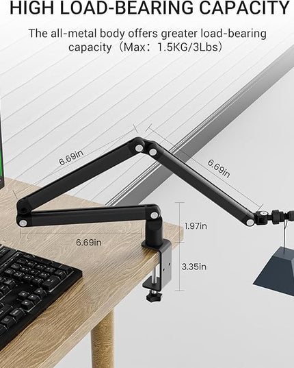 Adjustable Mic Arm, 30 Inch Rotatable Desktop Stand With Cable Management And 3/8 "5/8" Thread, Suitable For Lightweight Microphones Weighing Up To 3 Pounds, Suitable For Streaming, Podcasting, Gaming