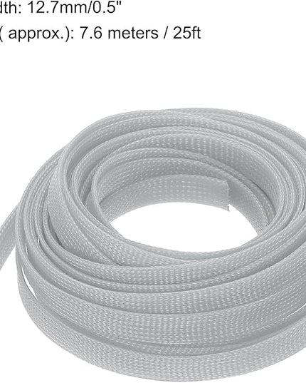 uxcell PET Expandable Sleeving 25ft 1/2" Gray Cable Management Sleeve Cord Organizer for Wrap Protect Cable