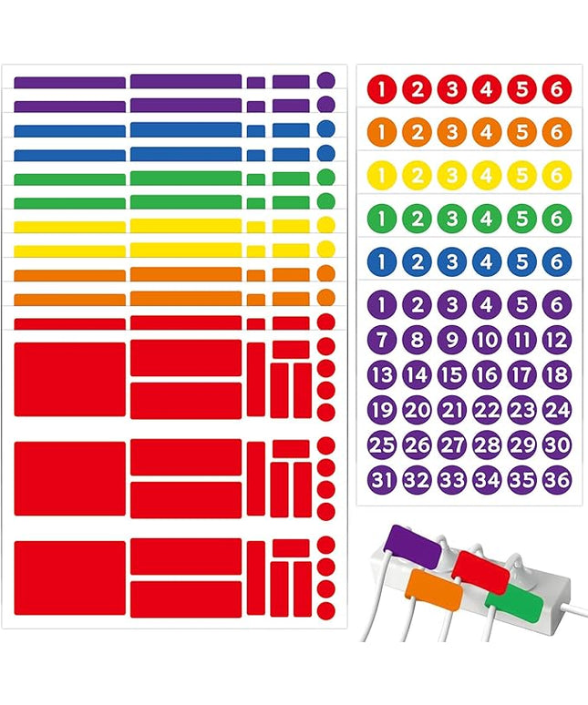 18 Sheets Classroom Laptop Labels-Chromebook Color Coding Stickers with Round & Rectangular Styles,Paper Cable Label Chromebook Labels to Write for Teacher Classroom Computer Management (6 Color)