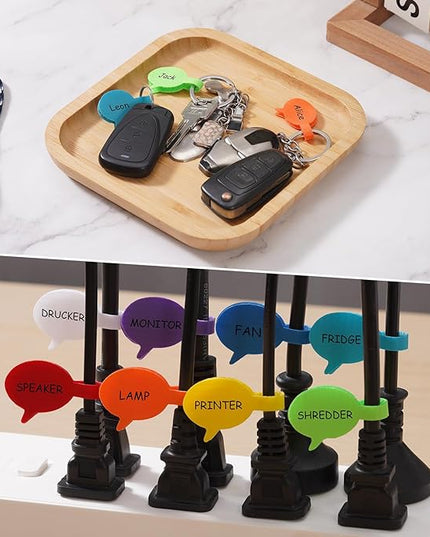 Trilancer Cord Labels Cable Label, Multicolored Handwriting Cord Tags - Speech Bubbles Tags for Organizing Wires and Identification, Reusable with Multiple Uses - 32 PCS