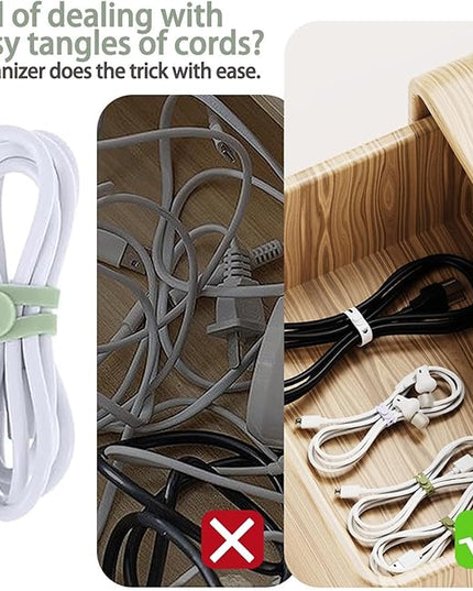 FenrFern 30Pcs Silicone Cable Ties, Reusable Cable Straps Cord Organizer for for Bundling Earphone, Phone Charger, Computer Cords in Home, Office, Kitchen, School (20 Cable Ties+10 Cord Labels)