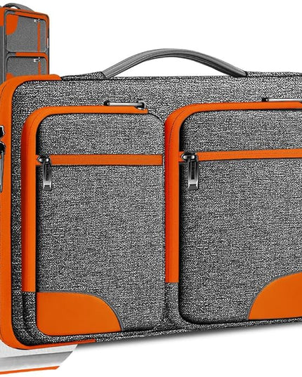Hseok Laptop Case 15 15.6 16 inch Sleeve with Handle and Hidden Strap,Compatible with MacBook Pro 15.4 16, 360° Protective PC Briefcase with 4 Pockets for Laptop Accessory,Easy to Carrying,Gray-Orange