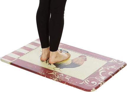 J&V TEXTILES Anti Fatigue Cushioned Comfort Mat, Ergonomically Durable, Supportive, Padded, Thick and Washable, Stain-Resistant, Kitchen, Garage, Office Standing Desk Mats (Rooster)*