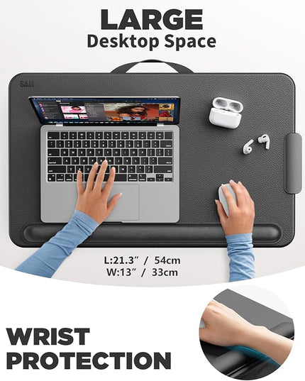 SAIJI Laptop Lap Desk, Portable Laptop Desk for Bed - Fits Up to 17" Laptops & MacBook,Lightweight Lap Tray Table with Storage Drawer, Lap Desk with Cushion, Lap Stand for Bed & Couch