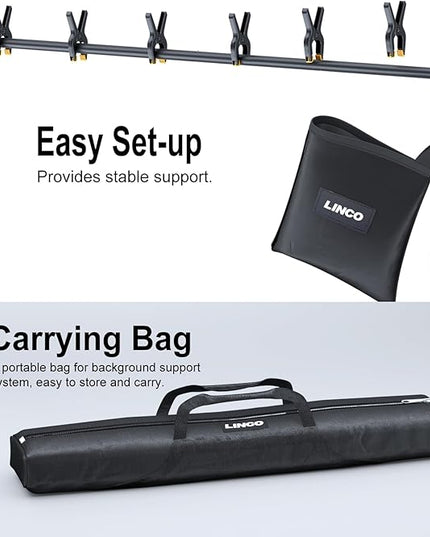 LINCO Backdrop Stand for Parties Kit 10x7 ft Adjustable Back Drop Photography Studio Photo Background Support System with Clamps, Sand Bag, Carrying Bag 4172