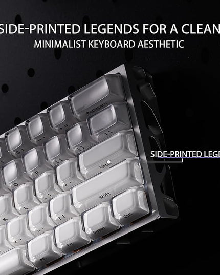 OHY XVX Jelly R2 Side-Printed Translucent MDA Profile Keycap Set, 122 Keys Double Shot PC+ABS Keycaps for MX Switches & ANSI Layout Mechanical Keyboards-White