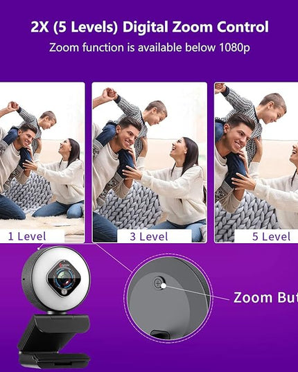 Angetube Streaming Webcam 1080P with Ring Light - HD Web Camera with Digital Zoom Autofocus for Computer PC Laptop Mac 962 USB Web Cam for Gaming Xbox Google Meet