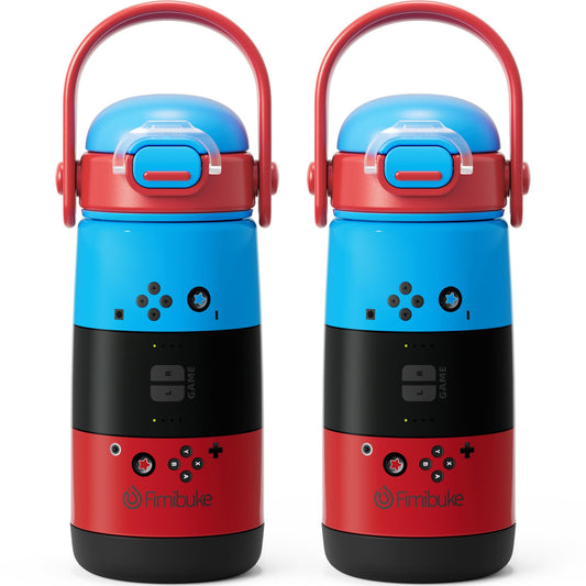 Fimibuke Toddler Water Bottle, 14oz Kids Insulated Cups with Straw Lid