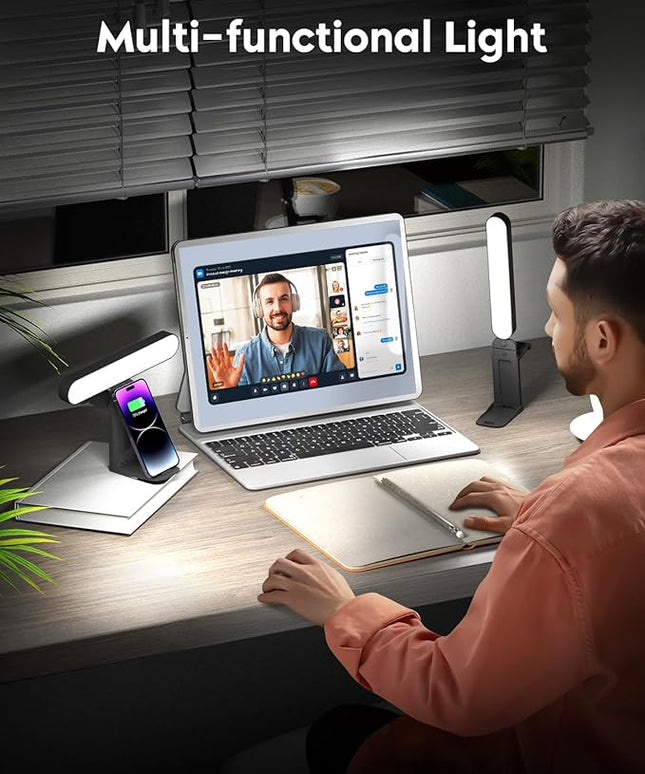 UBeesize Video Conference Lighting, LED Streaming Light for Video Calls, Webcam Light with Adjustable Monitor Mount, Zoom Lighting for Computer, Laptop Ring Light for Video Recording, Double Kit