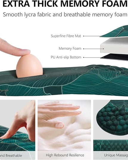 Mouse Pad Wrist Support, Laokiiy 2 in1 Keyboard Wrist Rest+ Ergonomic Mouse Pad, Non-Slip Wrist Rest for Computer Keyboard, Made Easy Typing & Relieve Wrist Pain（Banana Leaf Green）