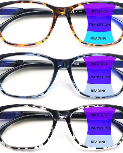 CLASAGA Progressive Multifocus Reading Glasses for Women, Pattern Print Blue Light Block Stylish Ladies Computer Readers