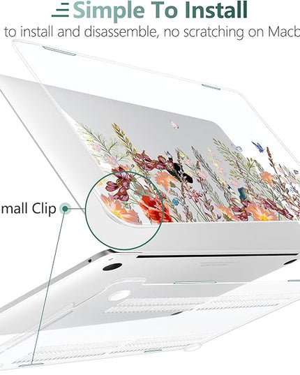 Dongke MacBook Pro 13 inch Case Model A2251/A2289 2020 Released, Plastic Hard Shell Case Cover for MacBook Pro 13 inch with Retina Display & Touch Bar Fits Touch ID (Floral Illustration)
