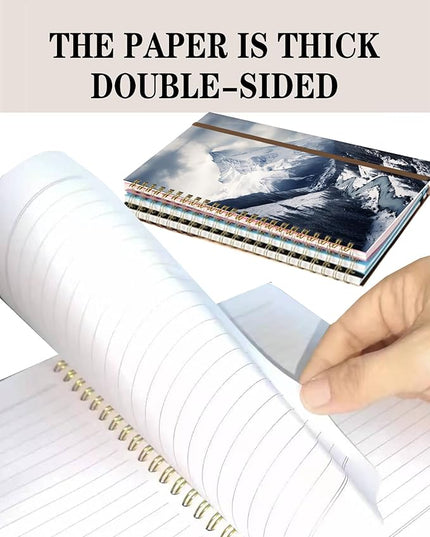 Spiral Journal Notebook, A5 Cute Notebooks for Women Men, College Ruled Hardcover Notebook for Work & Note Taking, 60 Pages Double-Wire Journals for Writing, Forzen Mountain