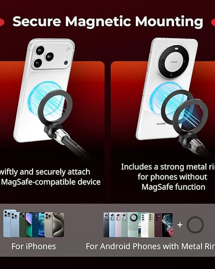SmallRig Magic Arm Clamp w/ 1/4" Screw, Phone Mount for Magsafe & Magnetic Adapter Ring, 11 Inches Integrated Magic Arm for iPhone, for Android, for Action Cameras/LCD Monitor/LED Lights - 5604