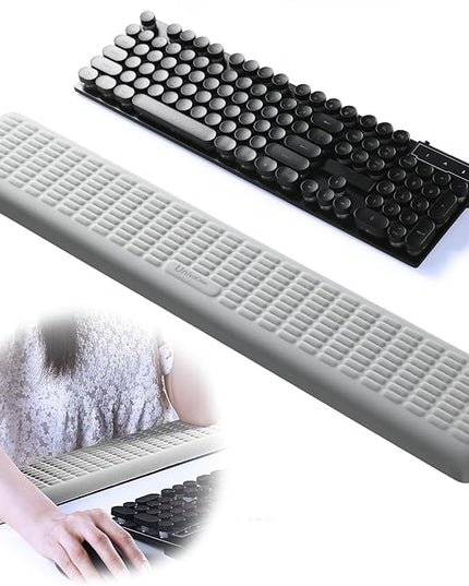 UnivoColors PostureUp L-Shaped Desk Long Wrist Rest Elbow, Non-Slip, Memory Foam, Desk Edge Support, Ergonomic Design for Long-Hour Work (23.6 * 3.9 inch One-Piece Design,Grey)