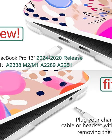 DONGKE Compatible with MacBook Pro 13 inch Case 2024 2023-2020 Release A2338 M2/M1 A2251 A2289 with Retina Display & Touch ID, Plastic Hard Shell & Keyboard Cover & Screen Film - Floral Artistic