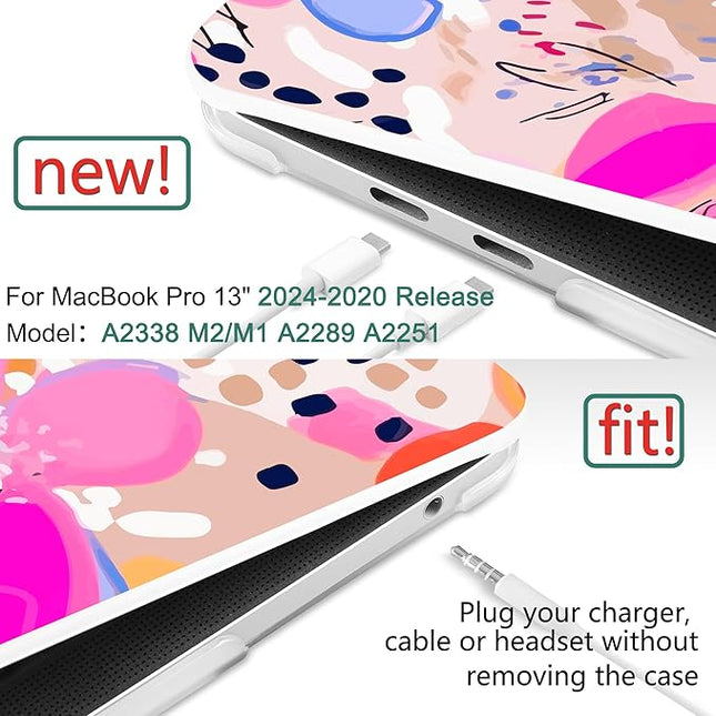 DONGKE Compatible with MacBook Pro 13 inch Case 2024 2023-2020 Release A2338 M2/M1 A2251 A2289 with Retina Display & Touch ID, Plastic Hard Shell & Keyboard Cover & Screen Film - Floral Artistic