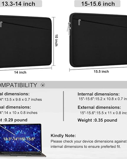Laptop Sleeve Case 13.3 Inch, Durable 14 Inch Laptop Case Computer Carrying Bag Protective Cover Compatible with 13 14 inch MacBook Pro, MacBook Air, Dell, HP, Lenovo, Notebook, Computer, Black