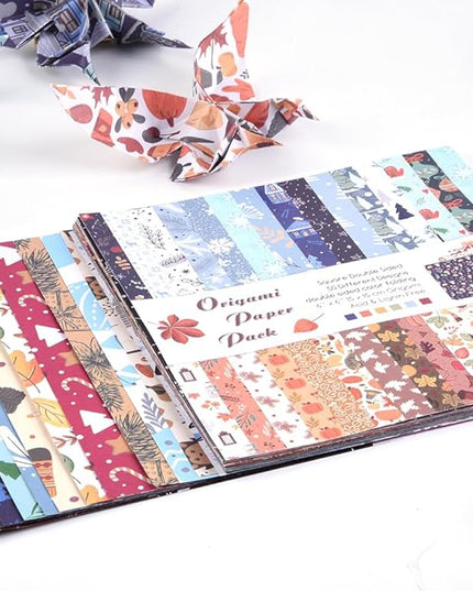 Origami Paper Kit 50 Sheets 70GSM 6 Inch Square Double Sided Color 50 Vivid Japanese Washi Chiyo Colors for Hand Crafts Origami Paper Arts Creativity.Winter
