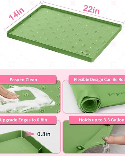 Sdpeia Under Sink Mat 22"×14" Waterproof Silicone Cabinet Liner & Sink Protector for Kitchen & Bathroom, Multi-Purpose Organizers Tray for Pets, Laundry, Cat Litter Mat