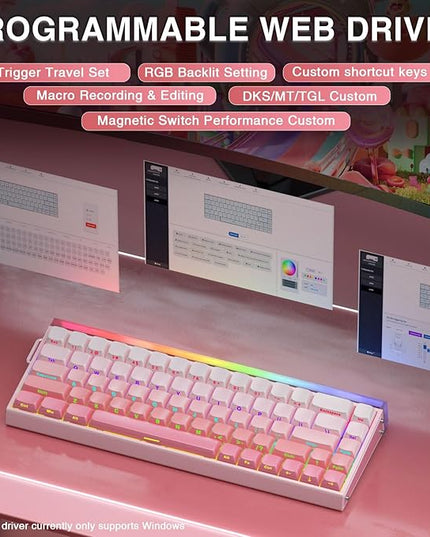 AULA Hero 68 HE 60% Wired Gaming Keyboard, Hall Effect Magnetic Switch Keyboard with Adjustable Actuation, Fast Trigger Mode, 8K Hz Polling Rate, 0.125ms Latency,RGB Backlit, Side Printed PBT Keycaps