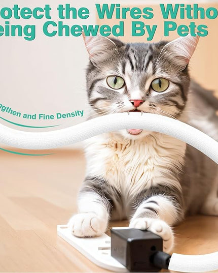 UOMTFAI Dog and Cat Cord Protector 25ft - 1/2inch, Flexible Cable Sleeve for Easy Cord Management, Protects Cables from Pets Chewing, Ideal for USB, Power, Audio and Video Cords - White
