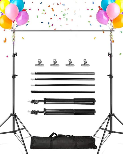 iMounTEK Backdrop Stand Photo Video Studio, 10Ft Wide Adjustable Backdrop Stand, Background Support System Kit with Clamps Carry Bag for Photography/Wedding/Party Decoration