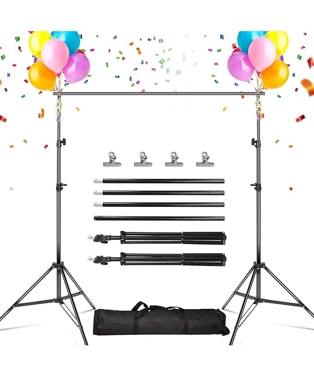 iMounTEK Backdrop Stand Photo Video Studio, 10Ft Wide Adjustable Backdrop Stand, Background Support System Kit with Clamps Carry Bag for Photography/Wedding/Party Decoration