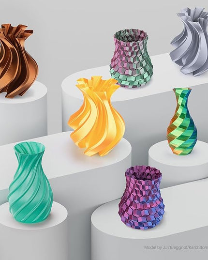 ELEGOO Silk PLA Filament Bundle 1.75mm, Dual Colors 3D Printer Filaments Dimensional Accuracy +/- 0.05mm, Multicolors 4 Pack 250g Spool Green Red/Blue Purple/Black Red/Blue Green
