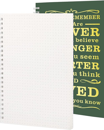 2Pcs Spiral Dotted Notebook,Inspirational Gifts A5 Dot Grid Spiral Notebook for Work & Sketching,Perfect for Office School Home Supplies,160 Pages (2, Dot Grid Dark green)