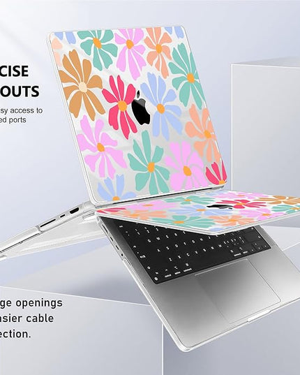 May Chen Case for MacBook Pro 14 inch, Models A2442 A2779 A2918 A2992 A3401 A3185 A3112 A3434, M1 M2 M3 M4 M5 Chip (2021-2025 Release), Plastic Hard Shell Case with Keyboard Cover, Groovy Flower